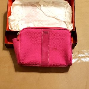 Pink Coach Make-up bag, trimmed in pink leather